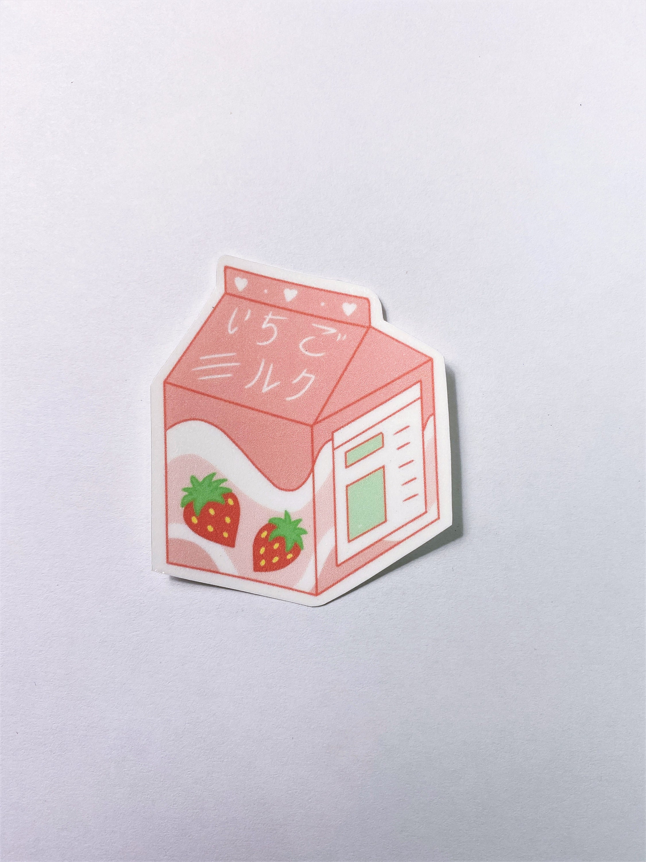 Japanese Strawberry Milk Carton Die Cut Sticker Etsy