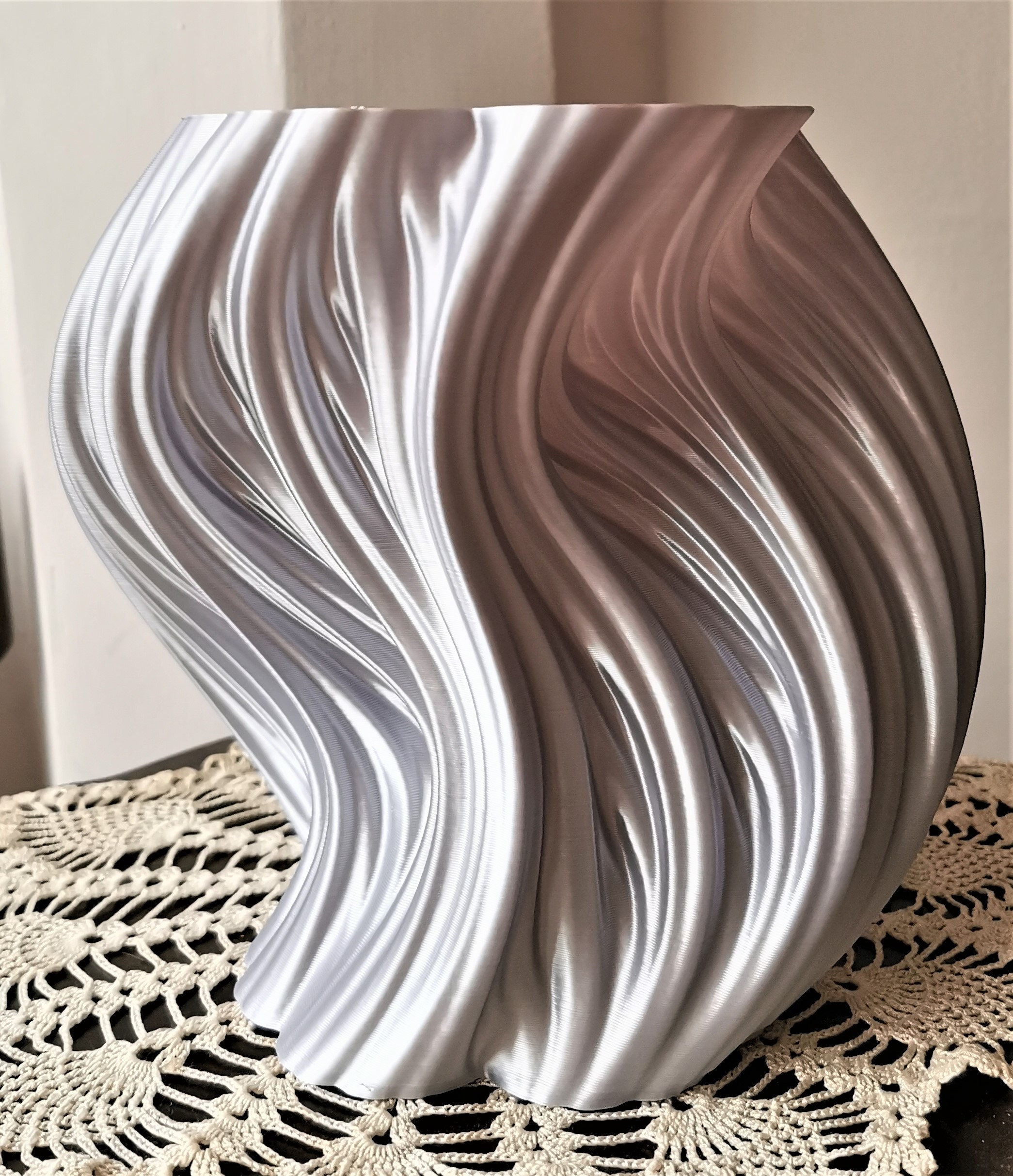 Vase for Flowers Artistic Wavy Floral Silver Home Etsy