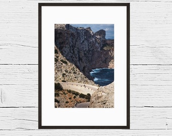 Print &quot;Cyclist at the coast of Mallorca&quot;  (21x30cm) / Travel Photography / Wall Decorations / Spain