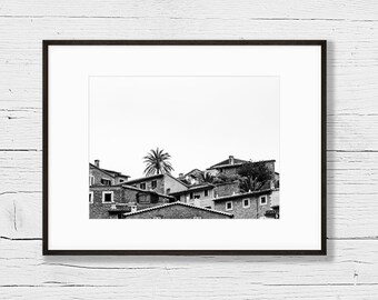 Print &quot;Traditional Coastal Town in Mallorca&quot;  (21x30cm) / Black and White Photography / Wall Decorations / Spain