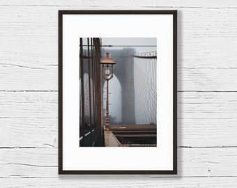 Print New York City "Brooklyn Bridge in the Fog" (21x30cm) / Photography / Wall Decorations / Architecture