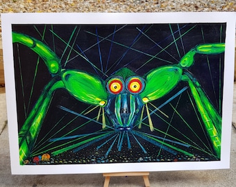 Laser Spider - Original A3 acrylic painting on 240gsm paper - Inspired by Arcadia at Glastonbury Festival