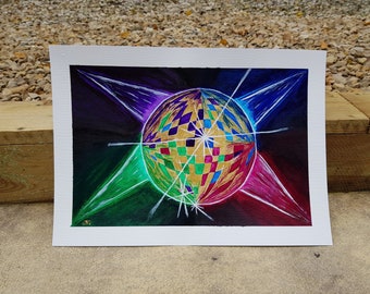 Disco Ball - original acrylic painting on 25.5cmx35.5cm 300gsm paper