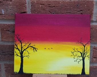 Three Little Birds - original acrylic painting on 254mm x 203mm canvas panel