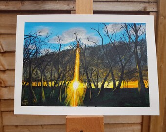 Winter Sun - original acrylic painting on 240gsm paper, 21cmx29.5cm