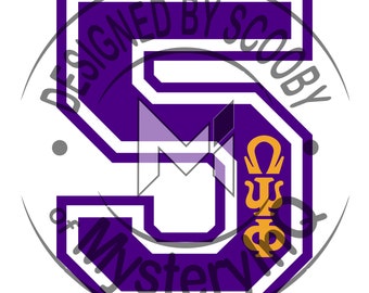 Number 5 with Greek Letters (Purple)