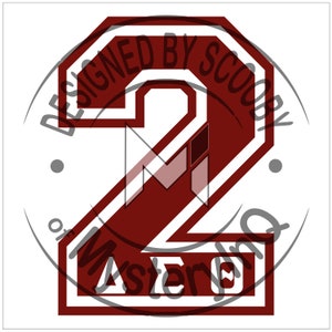 Zahl 2, griechischer Buchstabe (Crimson/Rot/Delta)