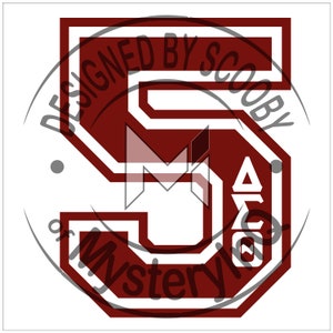 Zahl 5 - griechischer Buchstabe (Crimson/Rot/Delta)