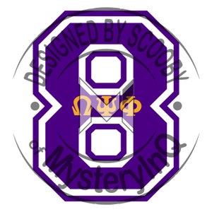 Number 8 with Greek Letters (Purple)