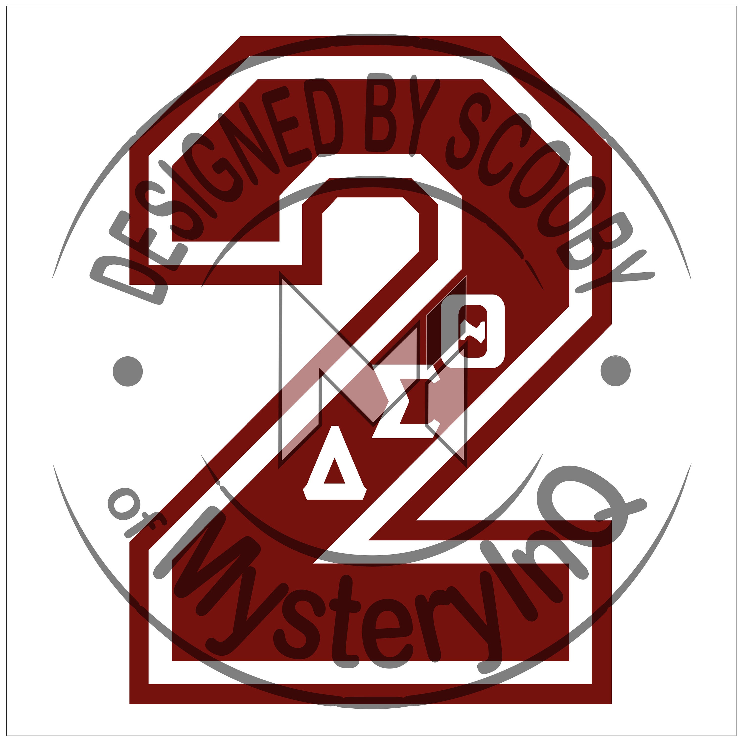 Number 2 with Greek Letters (slant) (Crimson/Red/Delta)