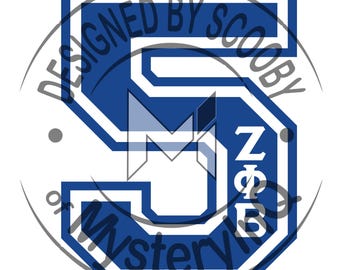Number 5 with Greek Letters (Blue/White)
