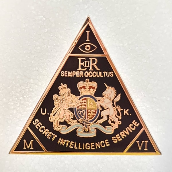 British MI6 UK Secret Intelligence Service UK SIS 24 Karat James Bond 007 (Not MI5) Large Lapel Tie Tac Pin Badge