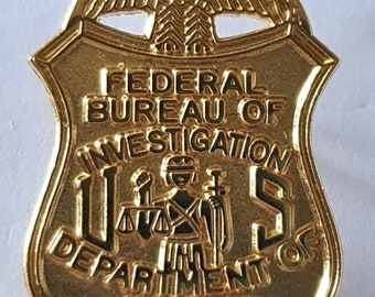 FBI Pin Badge 1 Inch Gold 24 Carat Gold Plated DOJ Special Agent Limited Edition Lapel Tie Tac Badge Pin With Accurate Detail