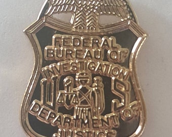 FBI Pin Badge 1 Inch DOJ Gold Plated Special Agent Tie Tac Badge Pin With Faithful Detail