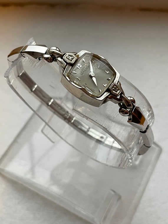 Nice Vintage 14k White Gold Lady Hamilton Wrist W… - image 4