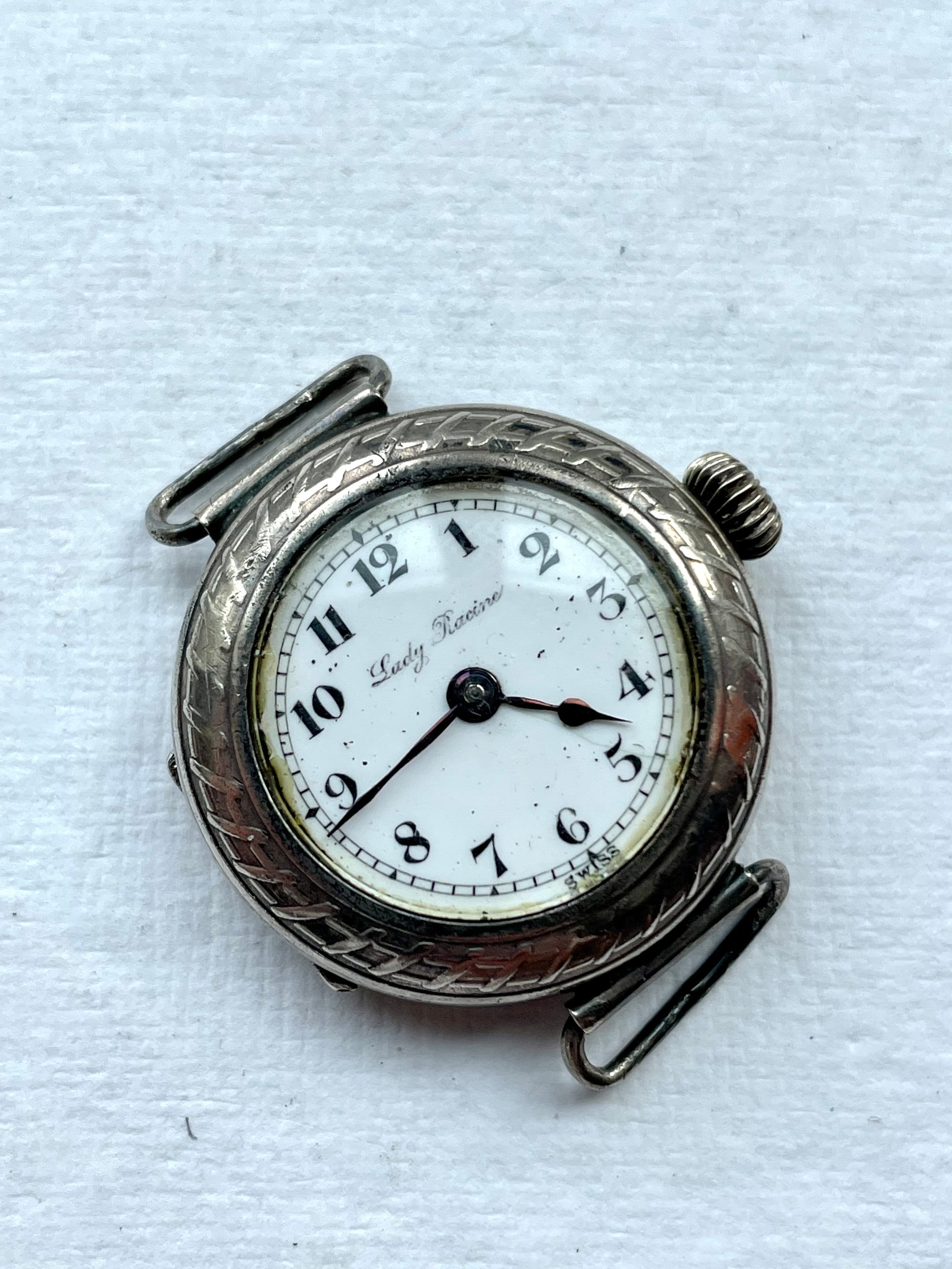 Vintage Lady Racine .935 Hallmarked Silver Womens 7j Gallet Watch Working Lovely Antique Sterling Silver 935 Cased Lady Racine With  main image 3