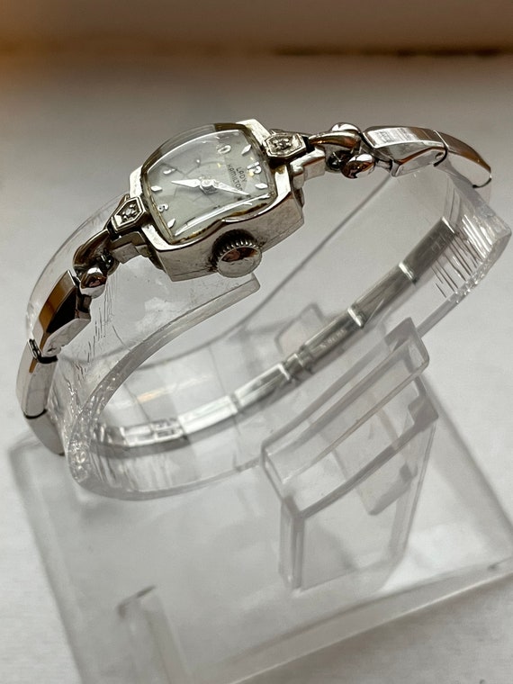 Nice Vintage 14k White Gold Lady Hamilton Wrist W… - image 3