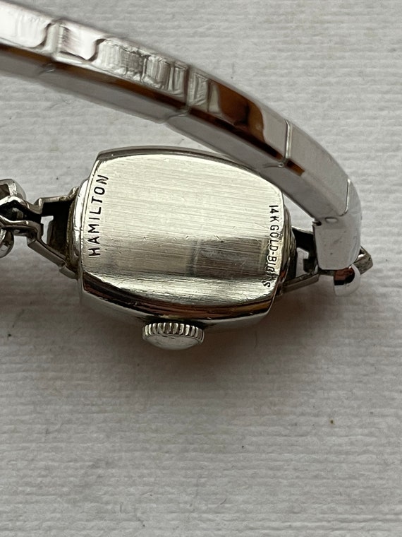 Nice Vintage 14k White Gold Lady Hamilton Wrist W… - image 6