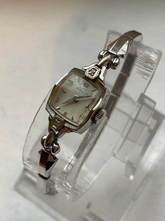 Nice Vintage 14k White Gold Lady Hamilton Wrist W… - image 2