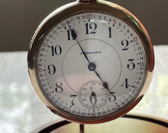 Raro reloj de bolsillo Hampden Chronometer de 1919