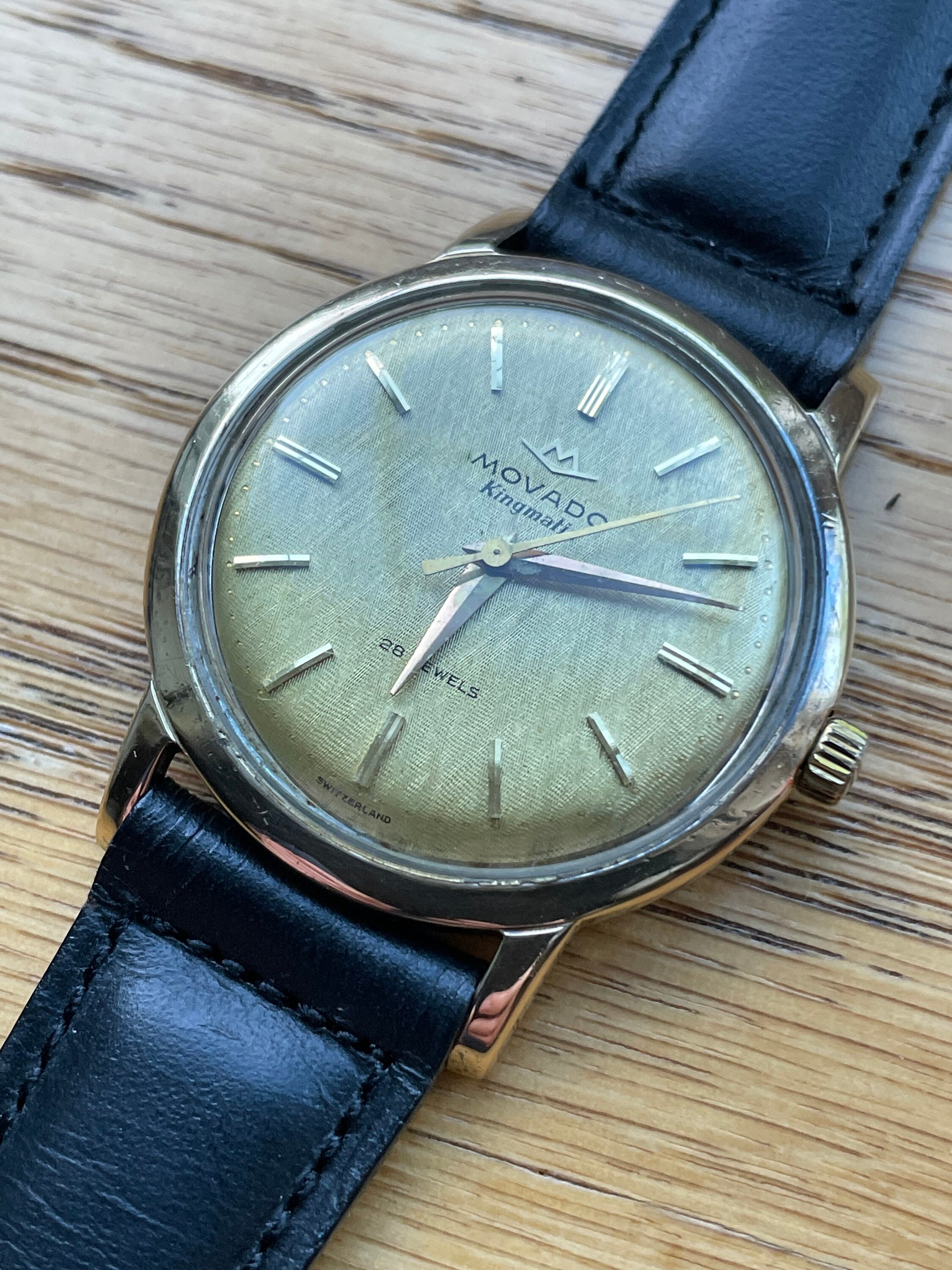 Vintage Movado Kingmatic Pink Gold Top/cap 28 Jewel Automatic 