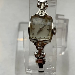 Nice Vintage 14k White Gold Lady Hamilton Wrist Watch