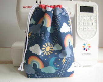 Toilettas met trekkoord - toilettas met waterdichte voering - Dashwood Studios-stof - Playtime - Small - Medium - Handgemaakt