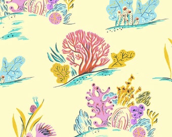 Malibu - Koraal in blauw - Heather Ross - Windham-stof - 52147-10
