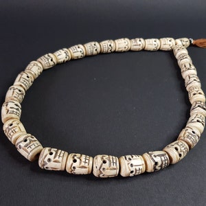 19th Century- Antique Tibetan Yak Bone Skull Head Beads Necklace, Ancient Necklace, Boho, Handmade in Nepal