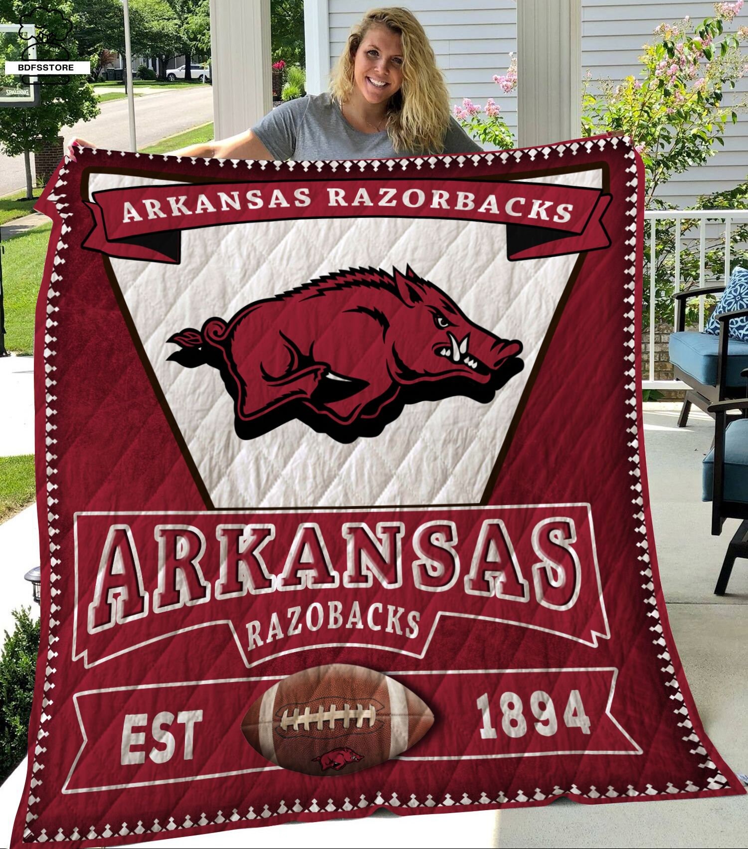 Arkansas Razorbacks Quilt Blanket 05 Fan Made Football Nfl Etsy