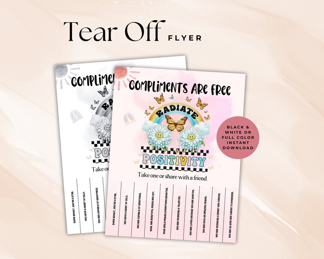 Positivity Tear-off Compliment Flyer: Classroom Decor (printable PDF ...