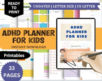 Planer ADHD dla dzieci, dziennik do druku i lista kontrolna (wersja cyfrowa do pobrania)