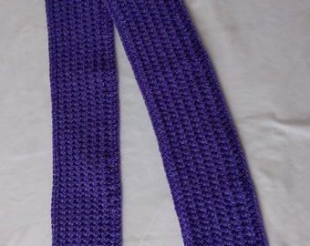 Womens Mens 58" x 4" Purple  Black Handmade Crochet Scarf 100% Acrylic Yarn