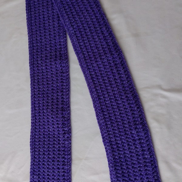 Womens Mens 58" x 4" Purple  Black Handmade Crochet Scarf 100% Acrylic Yarn