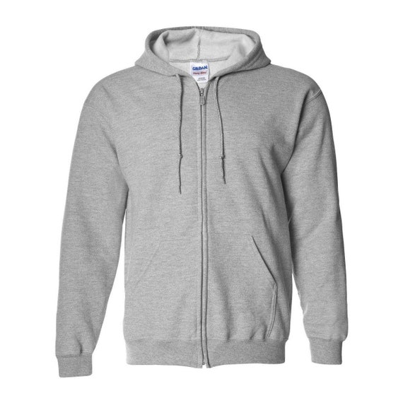 Gildan Mens Large Heavy Blend Full-Zip Hooded Sweatshirt 18600 Sport Grey - Main Image