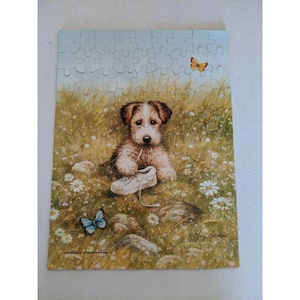 Terrier with Sneaker 100 Piece 9&quot; x 12&quot; inch cardboard interlock jigsaw puzzle