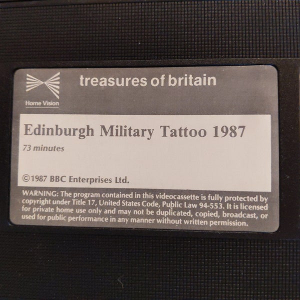 Edinburgh Military Tattoo 1987 Treasures of Britain VHS  No Case/box