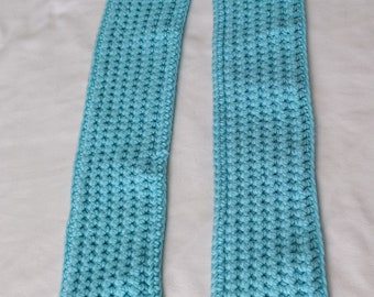 Child Toddler Youth 55" x 4" Aqua Blue Handmade Crochet Scarf 100% Acrylic Yarn