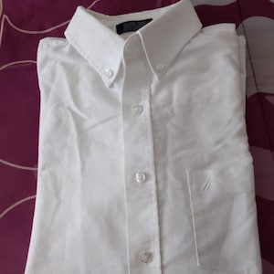 Nautica Boys Men&#39;s Casual Button Down White Shirt Size 14 Long Sleeve Pocket