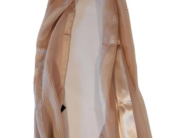 Women's Classic Cream Soft Silky Scarf 100% Polyester Satin Striped Rectangle