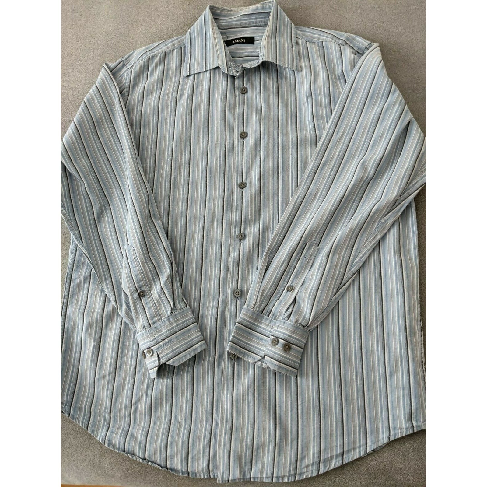 LOT of 2 Alfani Button up Shirt Mens Med Blue Stripe Long Sleeve Casual  Pockets - Etsy