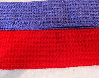 Womens Mens 50" x 4" Handmade Red Purple Crochet Scarf 100% Acrylic Yarn