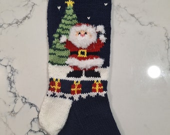 Handmade Knit Personalized Christmas Stocking Santa