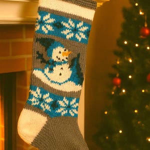 Handmade Knit Personalized Christmas Stocking Snowman