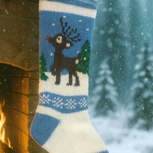 Handmade Knit Personalized Christmas Stocking Ruldoph