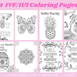 Printable IVF Coloring Pages, Fertility Coloring Book, Pregnancy Coloring Pages, Adult Coloring, IVF, IUI, Trying to Conceive