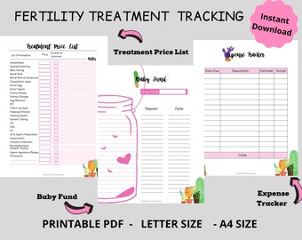 IVF Planner Inserts mit Expense Tracker, Sparziel und Behandlung Preisliste, IUI Planner, Unfruchtbarkeit, Fruchtbarkeit Journal