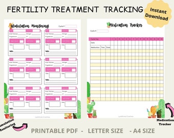 IVF Planner Einsätze mit Medikationstracker und Stimulationsmonitoring, IUI Planner, Unfruchtbarkeit, Fruchtbarkeitsplaner, Fruchtbarkeitsjournal
