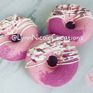 Pink Sugar Donut Bath Bomb | Bath Fizz | Handmade | Vegan Bath Soak | Kids Birthday Gift | Shower Party Favor | Valentines Day