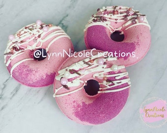 Pink Sugar Donut Bath Bomb | Bath Fizz | Handmade | Vegan Bath Soak | Kids Birthday Gift | Shower Party Favor | Valentines Day